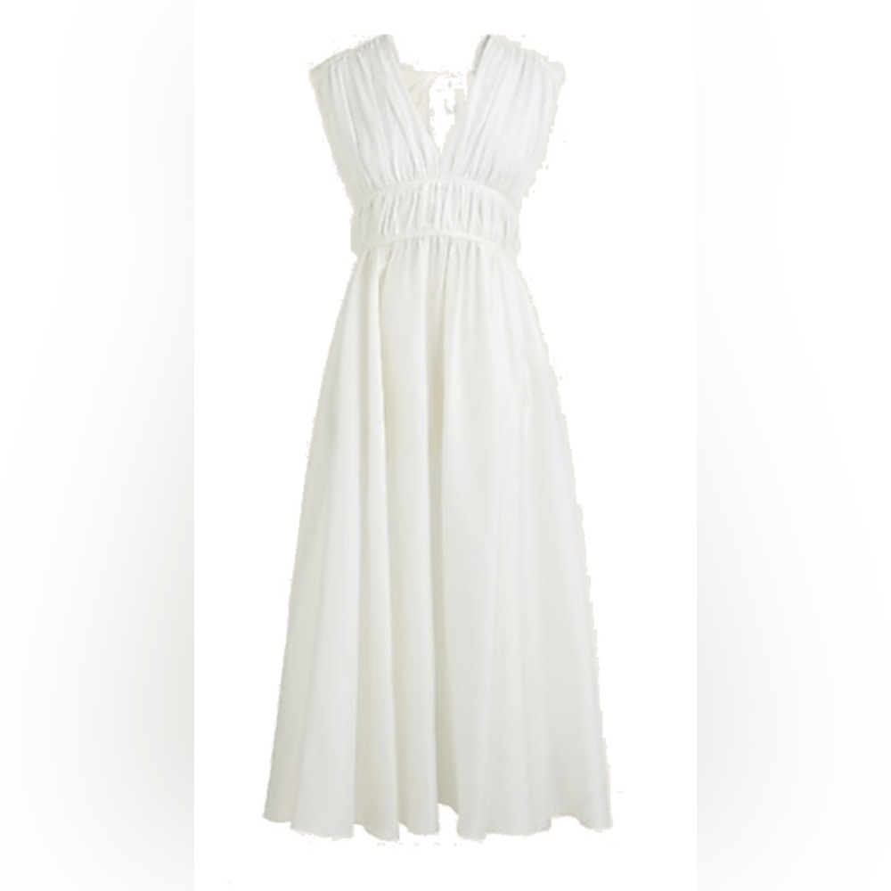 J. Crew gathered silk midi dress size 10 ivory AY708